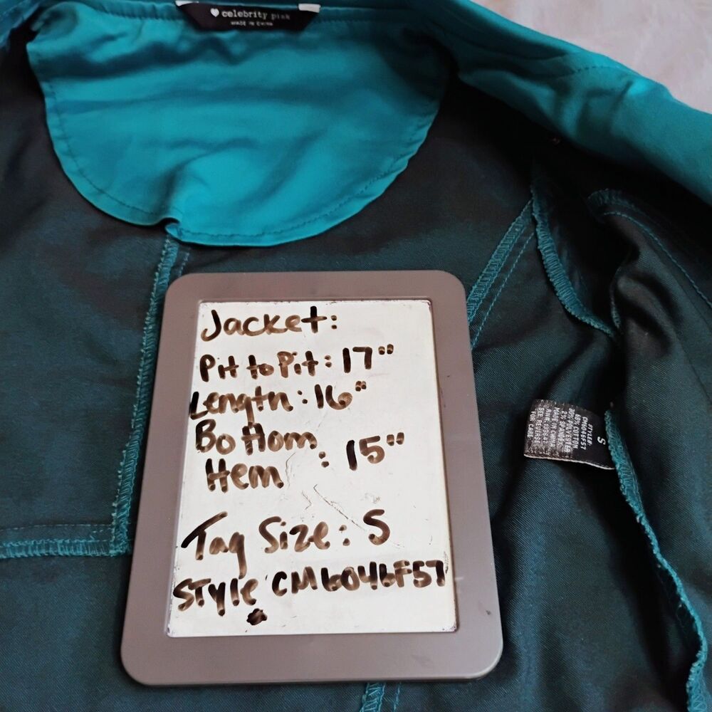 Celebrity Pink y2k Teal Outfit Set Womens Small / Pants Size 1 Moto Jacket Pants - Picture 8 of 16